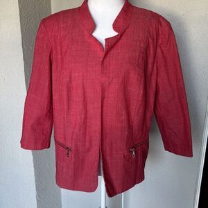 Roz & Ali Women’s Cotton Blend Red Blazer Size 1X